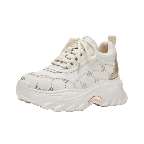 HR Low Топ Толстая подошва Кроссовки Женские Бежево-Золотые