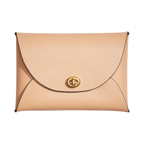 COACH Pouch Кожа Сумка для документов Клатч Маленький Женский Тауповый