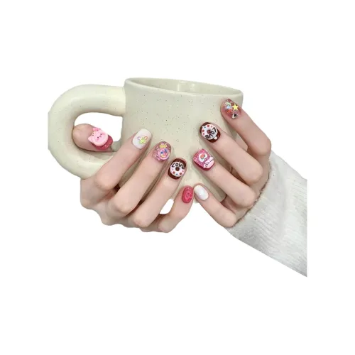 Fanze Мультяшный 3D-эффект Squeeze False Nail Укороченный Короткий LADDER Дофаминовая одежда Jump Цвет Милый 15mm