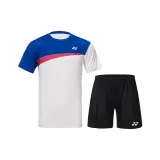 Комплект одежды [Синий и Белый Топ + Черные Шорты]