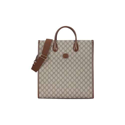 GUCCI Canvas с кожаными вставками холщовая сумка тоут сумка для покупок сумка через плечо сумка среднего размера унисекс