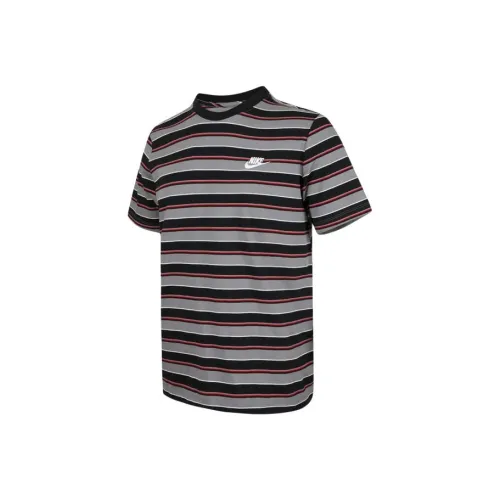 Nike Club Серый Черный Полосы Мужская T-Рубашка