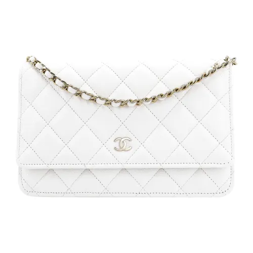 CHANEL 22C Spring WOC С рельефом Тисненый Блестящий Зернистая кожа личи Телячья кожа Сумка с клапаном Сумка через плечо Женская Белая