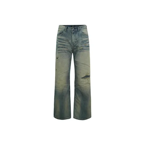 HermitCreate Грязь Состаривание Унисекс Джинсы