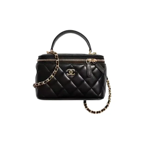 CHANEL Овчина Сумка для туалетных принадлежностей Сумка для коробок Сумка через плечо Сумка Женская Черная