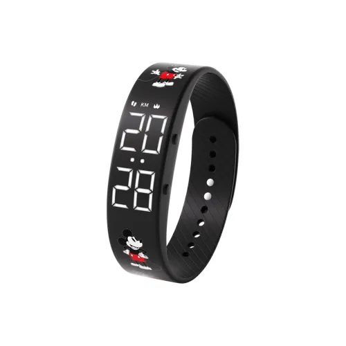 Disney Mickey Электронный механизм Силиконовый ремешок Часы Унисекс Черный циферблат