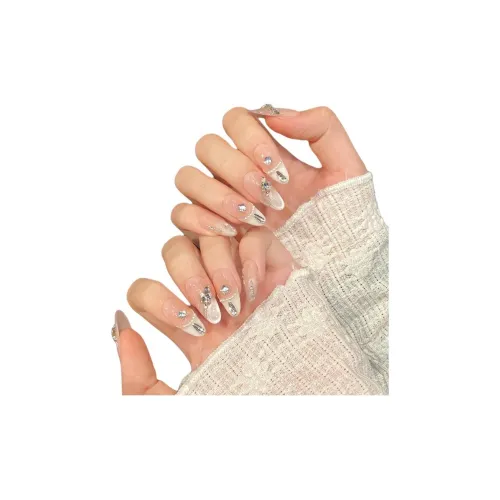 Fanze Элегантный Луна Кошачий глаз Сердце Осветляющий Элегантность False Nail Средний Угол Наклона Овал Розовый Градиентный Coquette