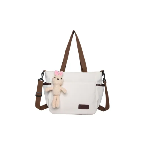 Parker Bear Холст Тоут Сумка Сумка для покупок Сумка через плечо Унисекс Экрю Черный