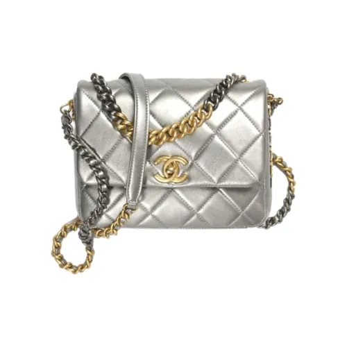 CHANEL Classic Flap CF Lambskin Сумка через плечо Женская Серебряная