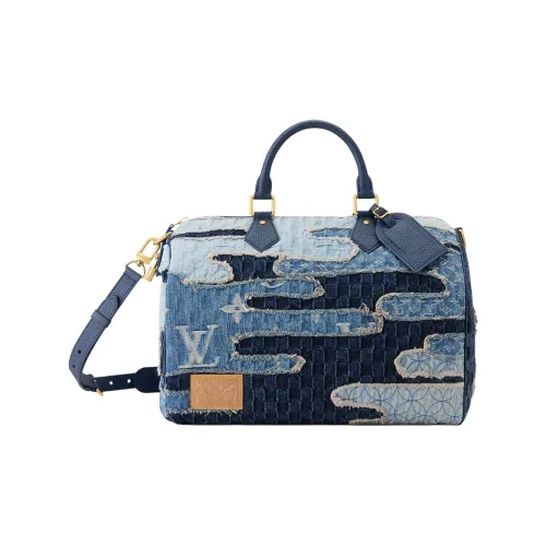 LOUIS VUITTON NIGO Collaboration Speedy Denim Bag Men's Blue