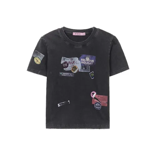 UNVESNO Графитно-черный, Облегающий крой Женские футболки