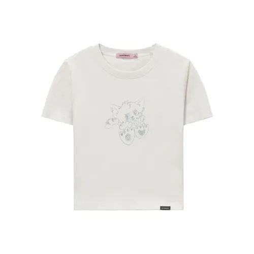 UNVESNO Туманно-белый Серый, Облегающий крой Женские футболки