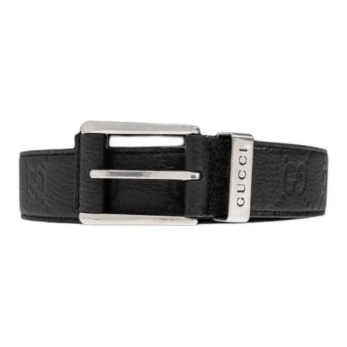 GUCCI Металл Кожаные ремни Мужской Черный 3,5CM