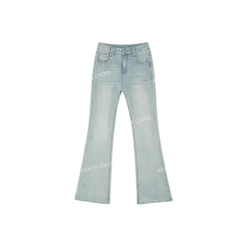 RICH IN CHEESE Светло-синие Женские Джинсы