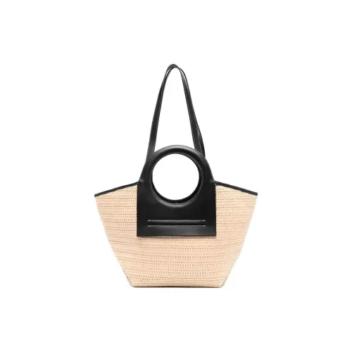 Hereu Рафия Телячья кожа Одно плечо Сумка Маленькая Женская Бежевая и Черная