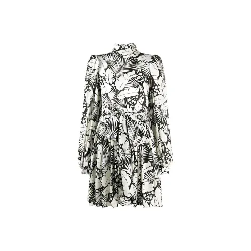 SAINT LAURENT Длинное платье с длинными рукавами женское белое