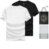 V-образный вырез, 2 упаковки (белый + черный), сумка для покупок включена / 2 упаковки, более экономично для частого стирки!