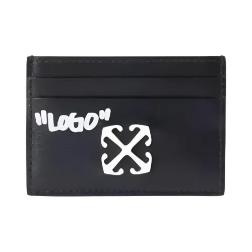 Off Белый Коровья кожа Держатель для карт Стандартный Мужской Черный