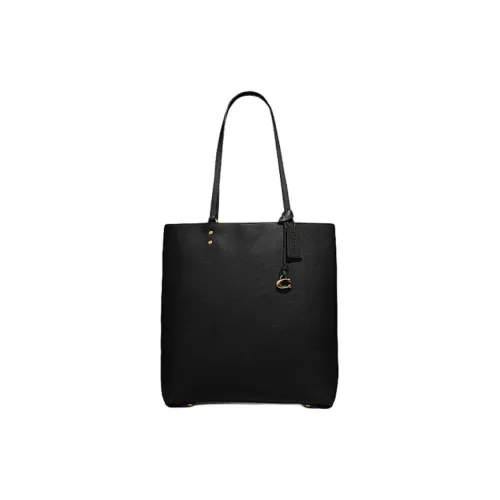 COACH Plaza Pebble Кожа Сумка-тоут Сумка для покупок Сумка Сумка через плечо Большая Женская Черная