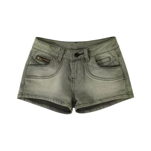 Белый медведь Горячая девушка Старая версия A Линия Расклешенный Прямой крой Молнии Премиум Feel Атмосфера Джинсовые шорты Женские