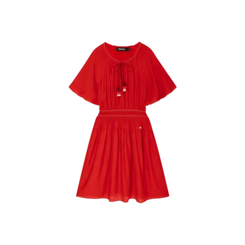 Desigual Red Женские Короткие Платья с Длинными Рукавами