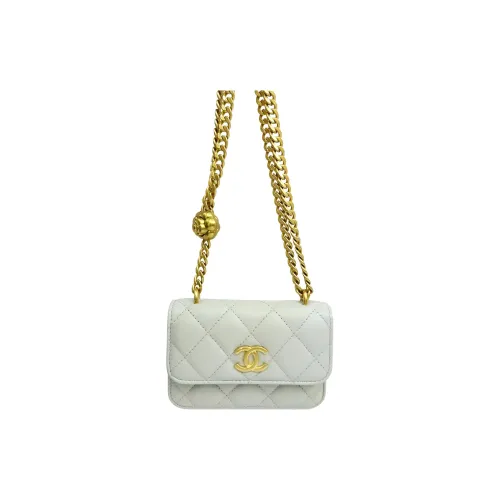 CHANEL Lambskin Сумка через плечо Женская Светло-Серый Синий