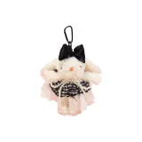 Черно-белая клетка юбка + нитка бусин бант + черный бант длинное ухо кролик