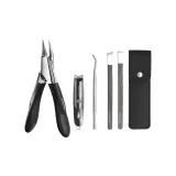 Кусачки типа "Бук" - Четвертое поколение, черные + Кусачки для гвоздей - Дизайн "Капля воды", 6 шт, набор одежды