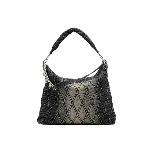 DIESEL Ткань Хобо Сумка Сумка через плечо Большая Женская Черная