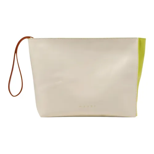 MARNI Корова Кожа Запястье Сумка Клатч Женская Белая Желтая