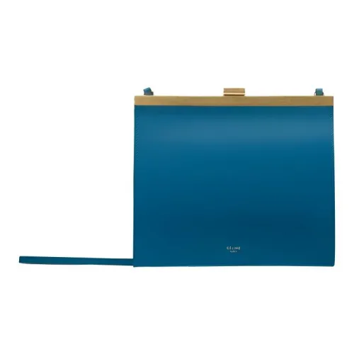 CELINE Застежка Естественный Телячья кожа Сумка через плечо Мини Женская Утиный синий