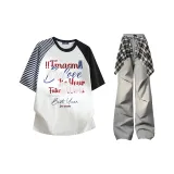 Чёрный, белый, полосы + светло-серый, штаны