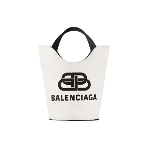 Balenciaga Label Tote Bag Medium Women's White