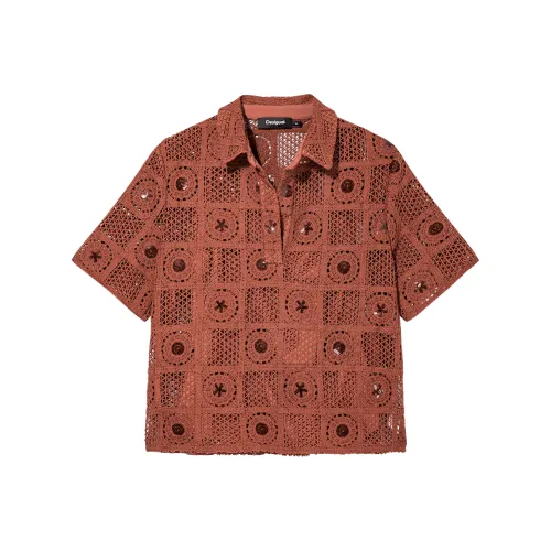 Desigual Женские футболки карамельно-коричневого цвета