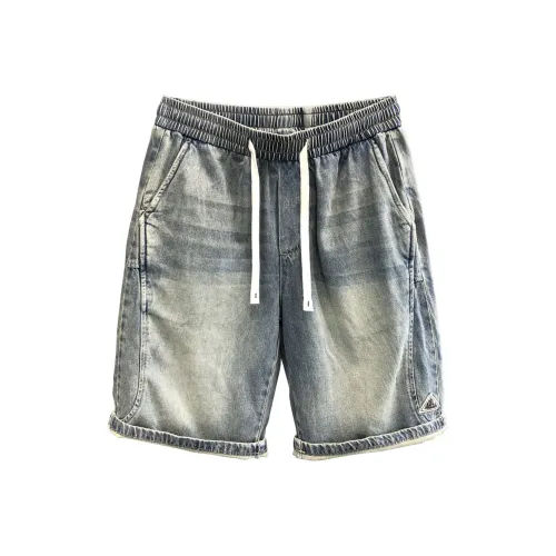 YGQPZHZ Blue Men's Denim Shorts YGQPZHZ Синий Мужские Джинсовые Шорты