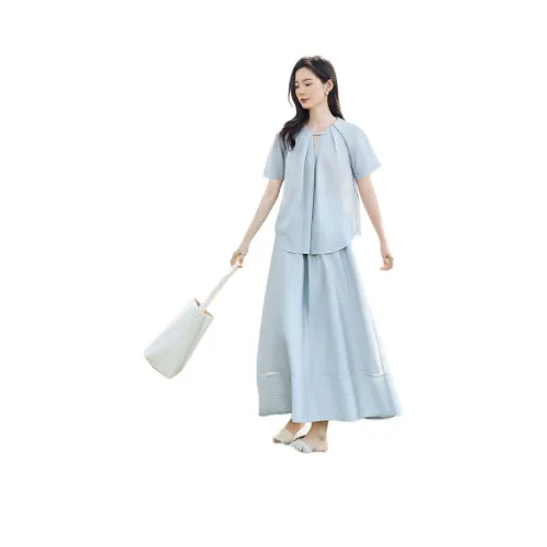 IHIMI Светло-серый синий Женские Комплекты с юбкой