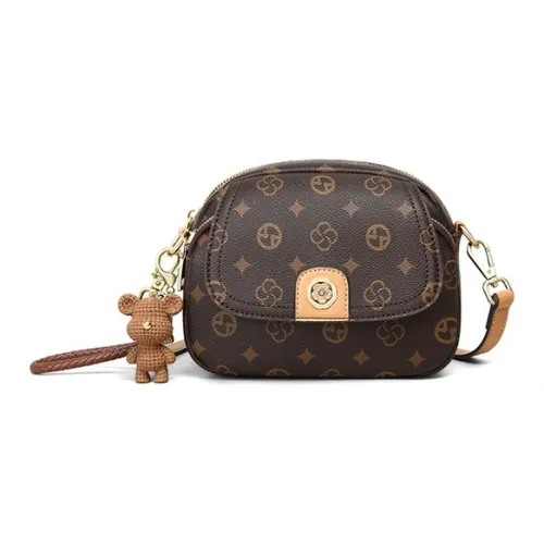 PESASRIE Сумка через плечо из синтетической кожи женская кофейного цвета