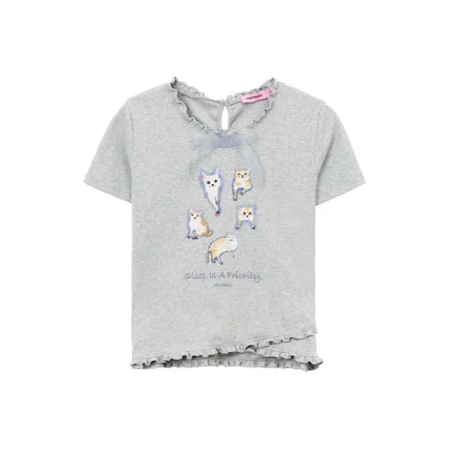 UNVESNO Пепельный, Облегающий крой Женские футболки