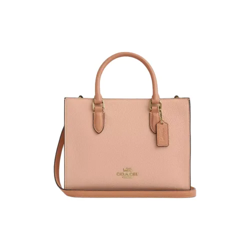 COACH Maggie Покрытый холст Тоут Сумка Сумка для покупок Сумка Маленькая Женская Оранжевая Розовая