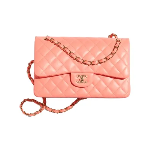 CHANEL Classic Flap CF Sheepskin Сумка через плечо Большая Женская Светло-оранжевая