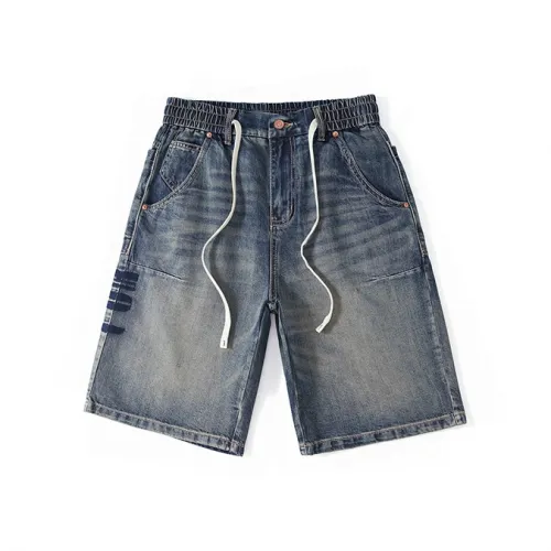 JFU Blue Men's Denim Shorts JFU Синий Мужские Джинсовые Шорты