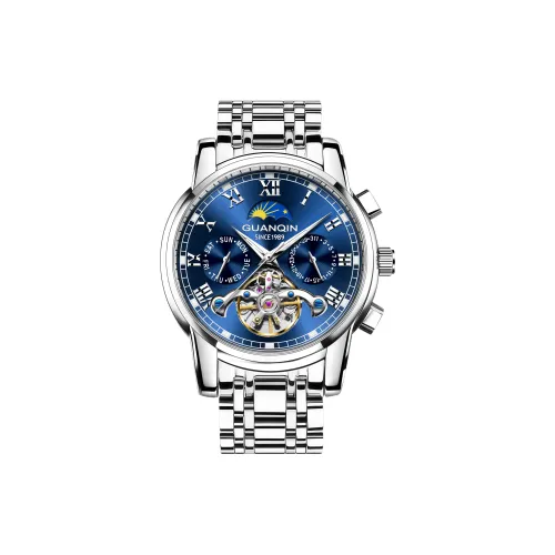 GUANQIN Ruidong Collection Автоматический Механический Механизм Нержавеющая Сталь Ремешок Часы Мужские Черный Циферблат