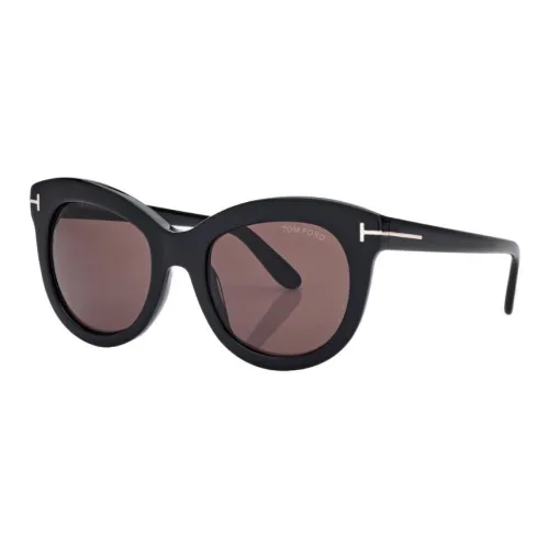 TF Металлический Ацетат Кошачий Глаз Солнцезащитные Очки Женские Черные