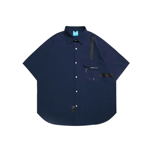 UNDOMAZE Лето Короткий рукав Рабочая одежда Рубашка Свободный крой Мужской