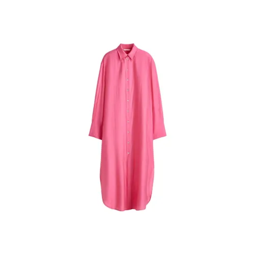 H&M Ярко-розовый Женские Длинные Платья с Рукавами