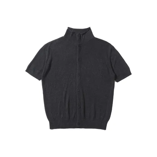 TZ Official Отложной воротник Трикотаж Воротник-стойка Обычный крой Рубашка T Унисекс