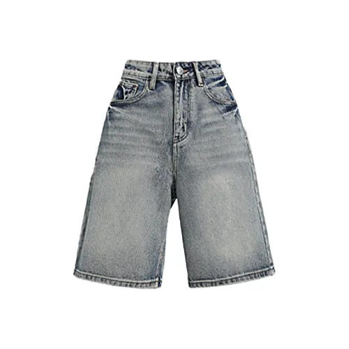 Белый медведь Колено Длина HIGH RISE Свободный крой Модный и Крутой Роскошная уличная мода Утягивающие Джинсовые шорты Женские