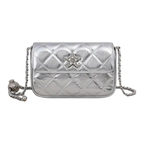 Crtnzo Kroez Сумка через плечо из коровьей кожи маленькая квадратная сумка стандартная женская серебряная