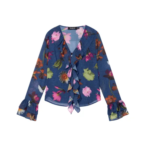 Desigual Синие с принтом женские рубашки