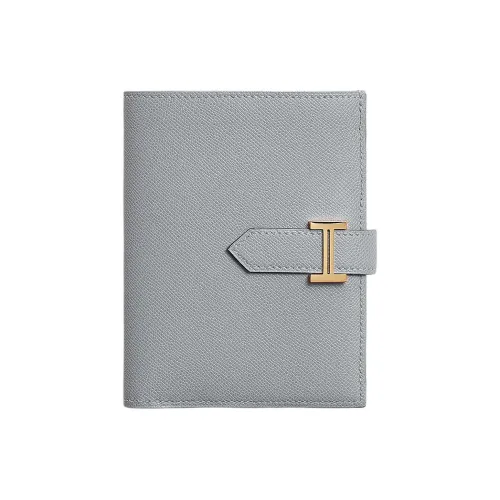 HERMES Bearn Madame Телячья кожа Кошелек Женские Серый